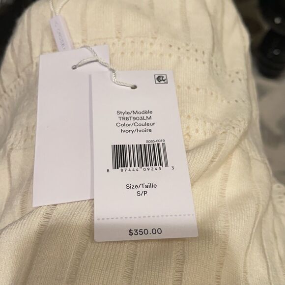 Derek Lam 10 Crosby Ivory Wool Blend Scalloped Neck Lightweight Sweater Sz S - Picture 10 of 13